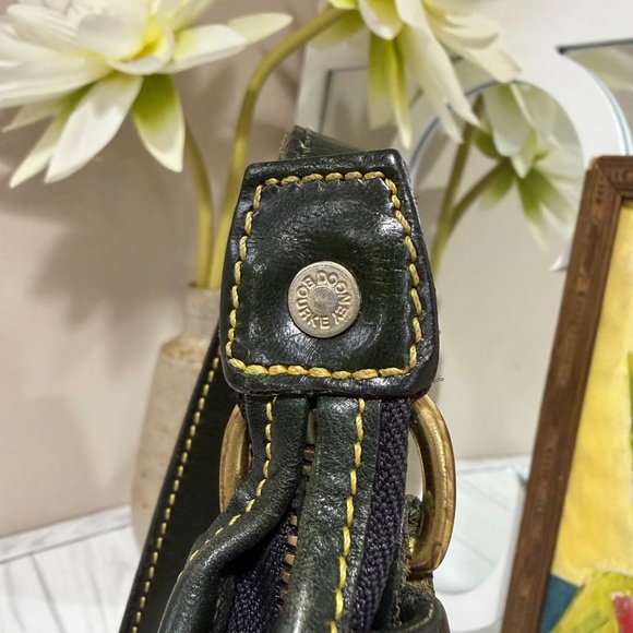 Vintage Dooney & Bourke Cabrio Green/Yellow Perforated Leather Large Hobo Bag - Picture 9 of 16